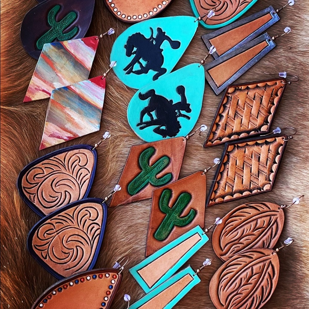 Handmade leather earrings